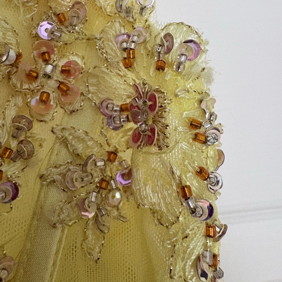 Yellow Beaded Evening Gown / Prom Dress - Picture 4 of 13